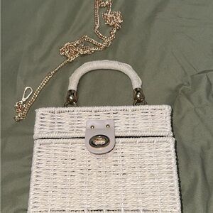 Elegant Cream Woven Handbag